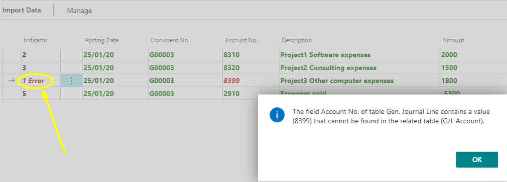 Error message details 